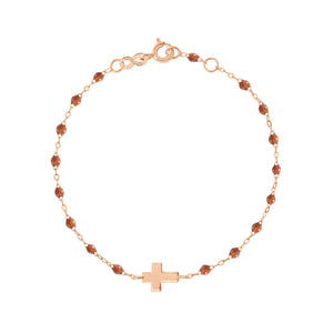 Gigi Clozeau - Classic Fauve Cross Charm Bracelet, Rose Gold, 6.7"