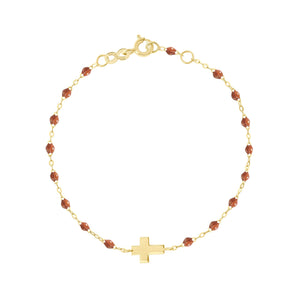 Gigi Clozeau - Classic Fauve Cross Charm Bracelet, Yellow Gold, 6.7"