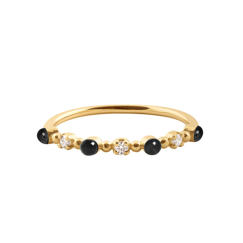 Gigi Clozeau - Classic Gigi 3 Diamond Black Ring, Yellow Gold, Size 4.75