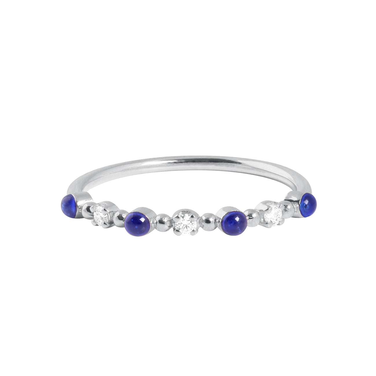 Classic Gigi 3 Diamond Lapis Ring White Gold Size 5.75