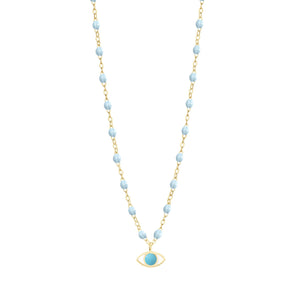 Gigi Clozeau - Classic Gigi Baby Blue Eye Necklace, Yellow Gold, 16.5"