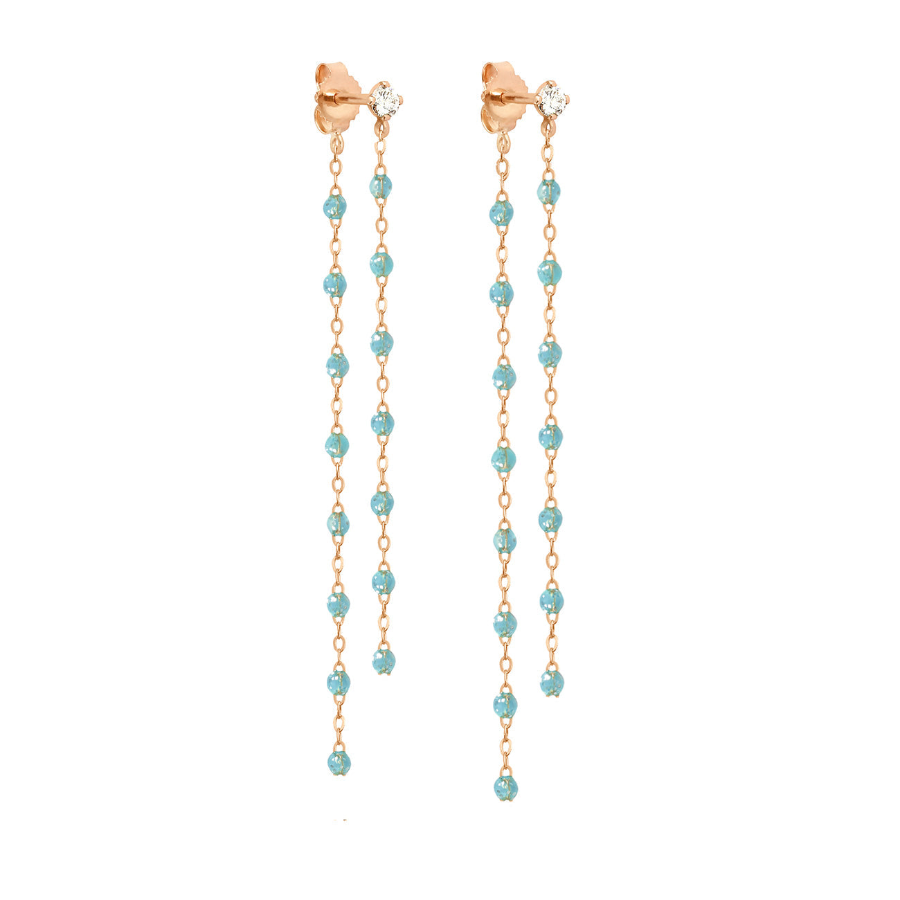 Gigi Clozeau - Classic Gigi dangling Aqua diamond earrings, Rose Gold