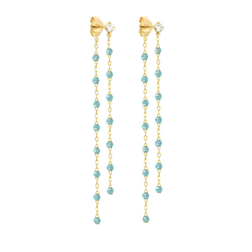 Gigi Clozeau - Classic Gigi dangling Aqua diamond earrings, Yellow Gold