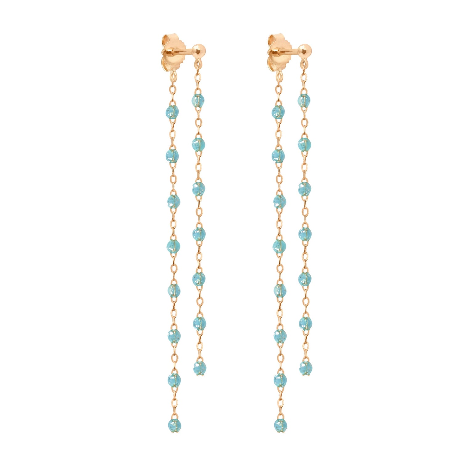 Gigi Clozeau - Classic Gigi dangling Aqua earrings, Rose Gold