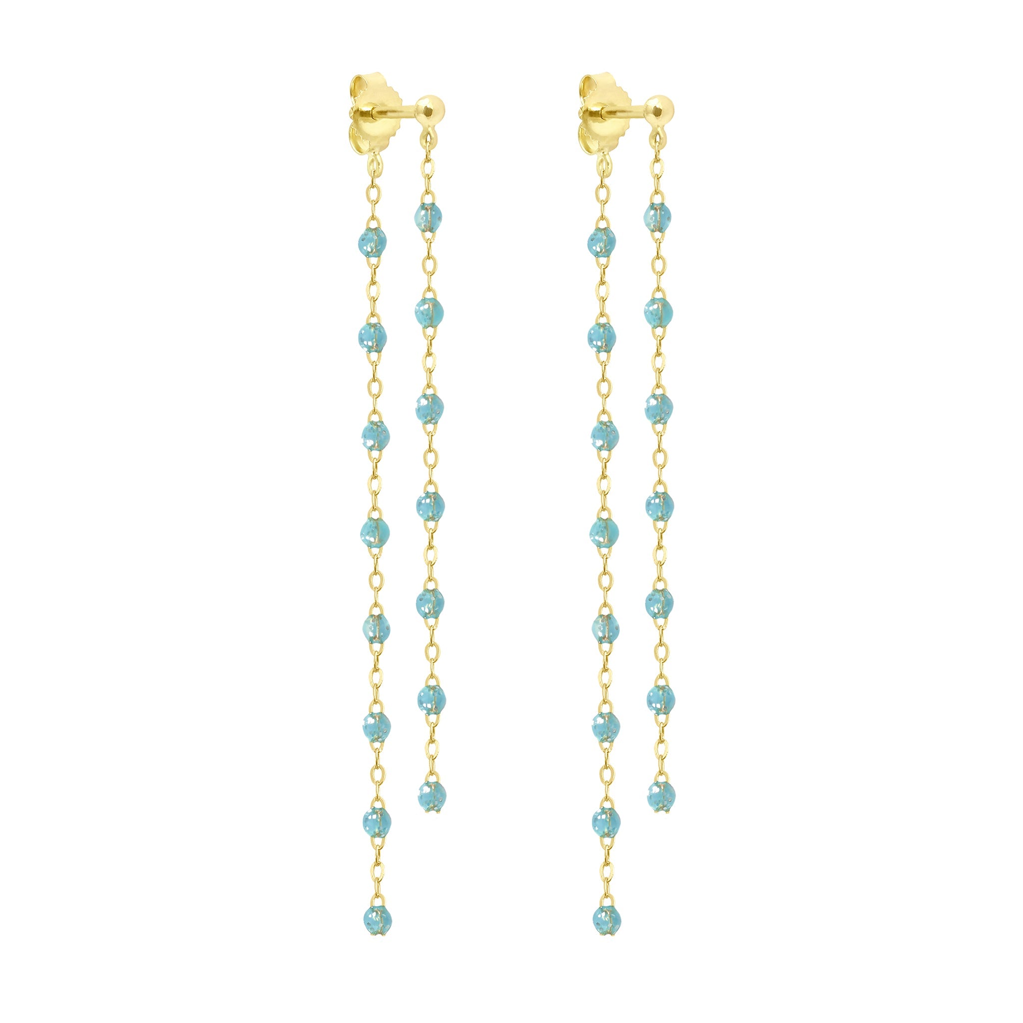 Gigi Clozeau - Classic Gigi dangling Aqua earrings, Yellow Gold