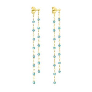 Gigi Clozeau - Classic Gigi dangling Aqua earrings, Yellow Gold