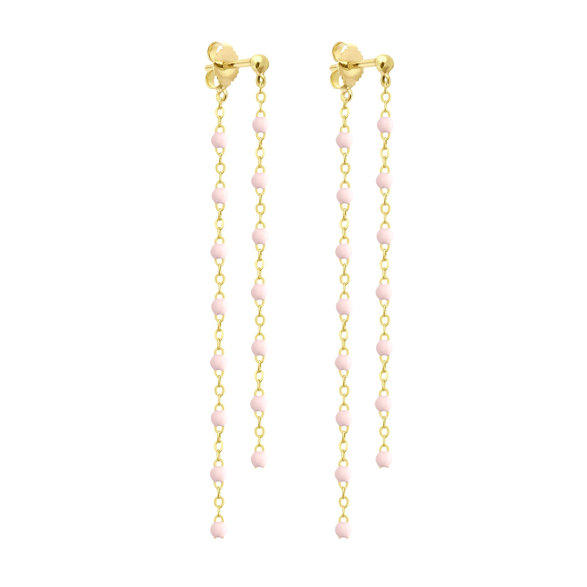 Gigi Clozeau - Classic Gigi dangling Baby Pink earrings, Yellow Gold