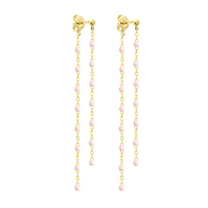 Gigi Clozeau - Classic Gigi dangling Baby Pink earrings, Yellow Gold