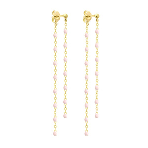 Gigi Clozeau - Classic Gigi dangling Baby Pink earrings, Yellow Gold