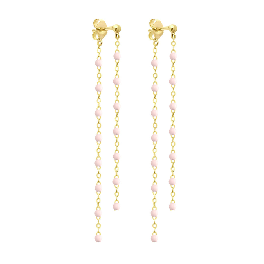Gigi Clozeau - Classic Gigi dangling Baby Pink earrings, Yellow Gold
