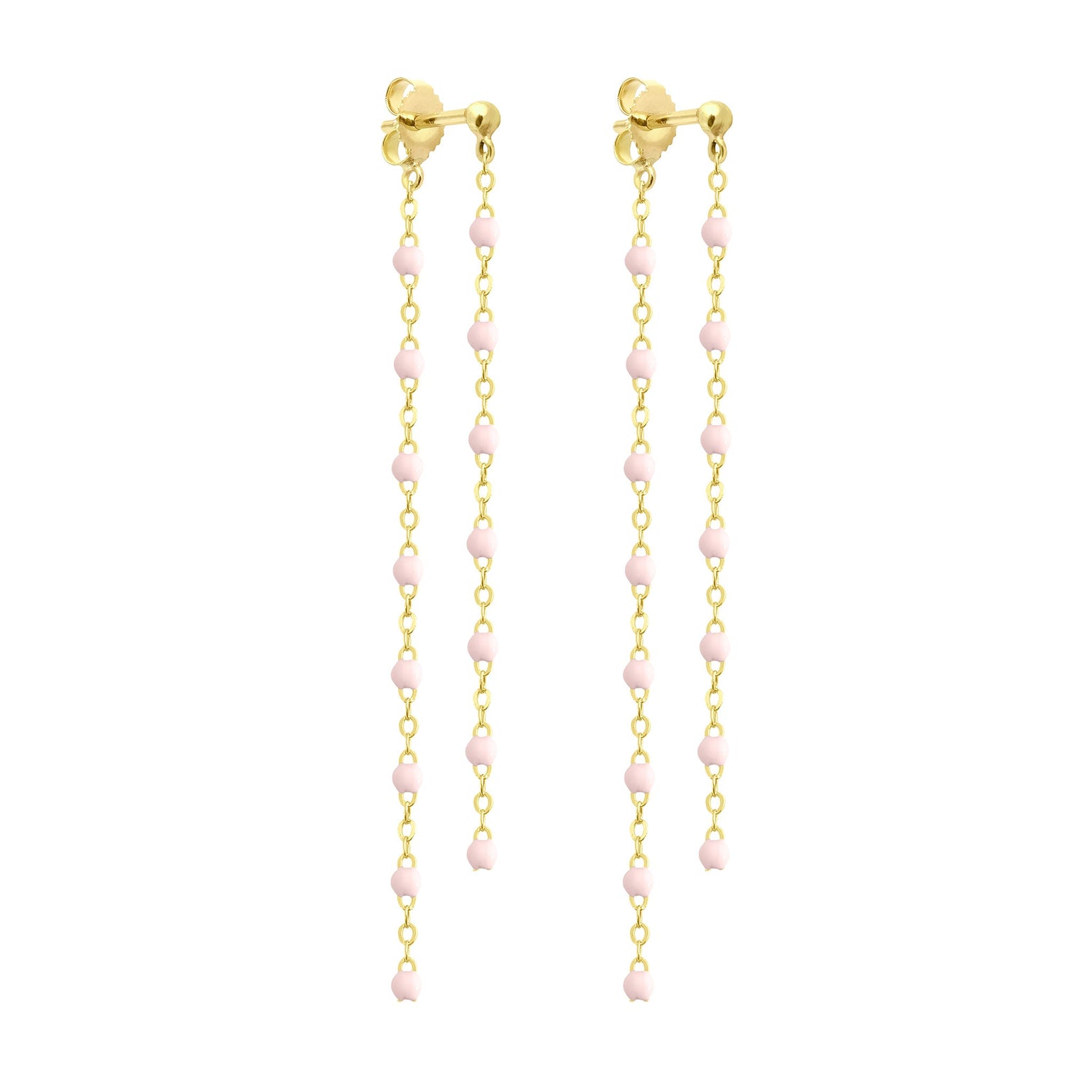 Gigi Clozeau - Classic Gigi dangling Baby Pink earrings, Yellow Gold