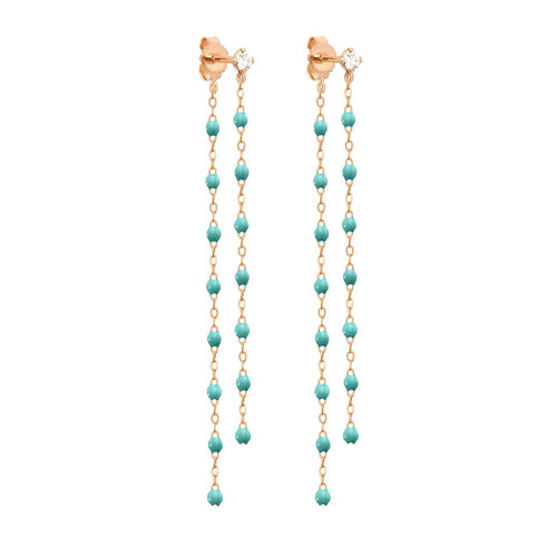 Gigi Clozeau - Classic Gigi dangling Turquoise Green diamond earrings, Rose Gold