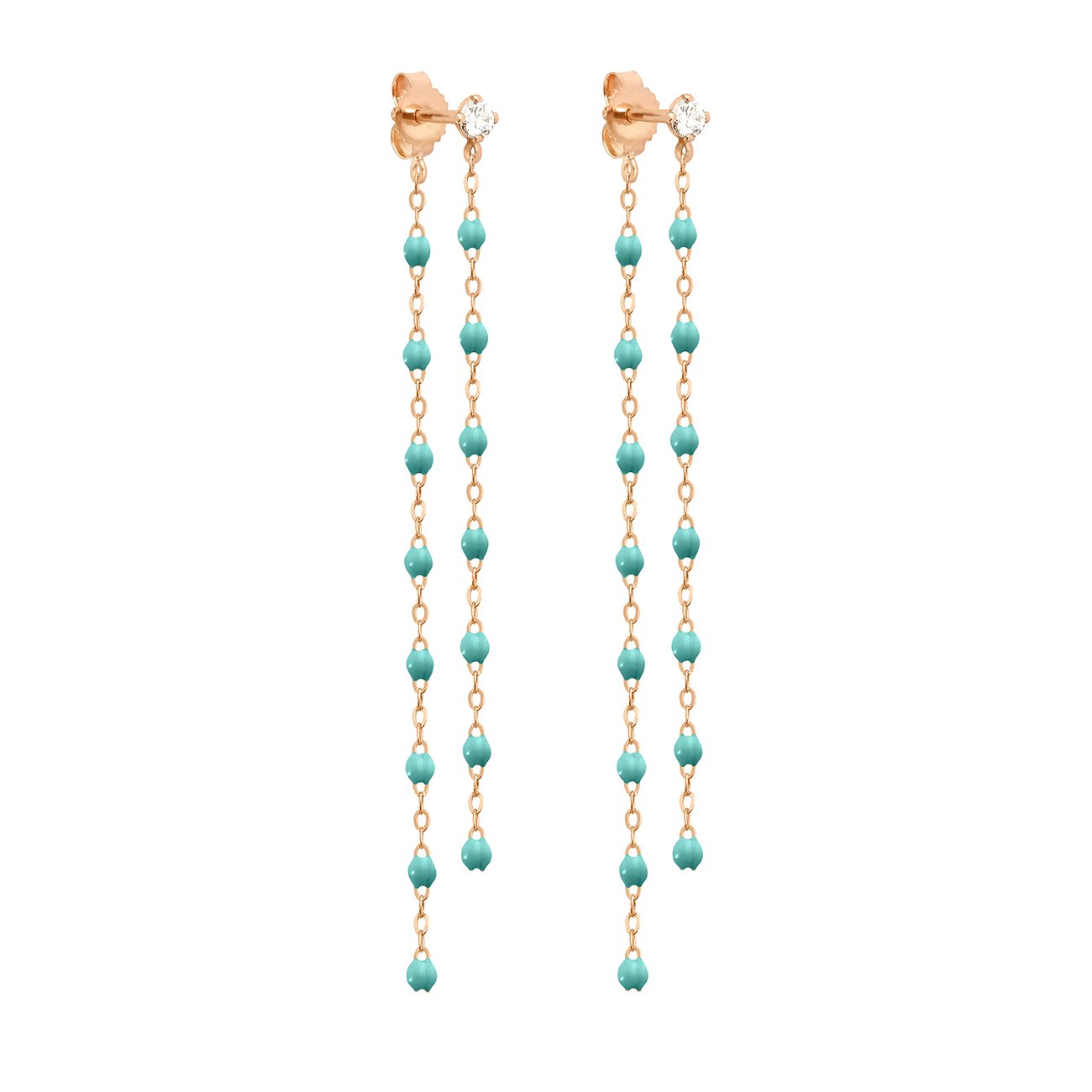 Gigi Clozeau - Classic Gigi dangling Turquoise Green diamond earrings, Rose Gold