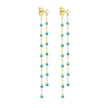 Gigi Clozeau - Classic Gigi dangling Turquoise Green diamond earrings, Yellow Gold