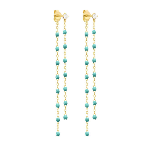 Gigi Clozeau - Classic Gigi dangling Turquoise Green diamond earrings, Yellow Gold