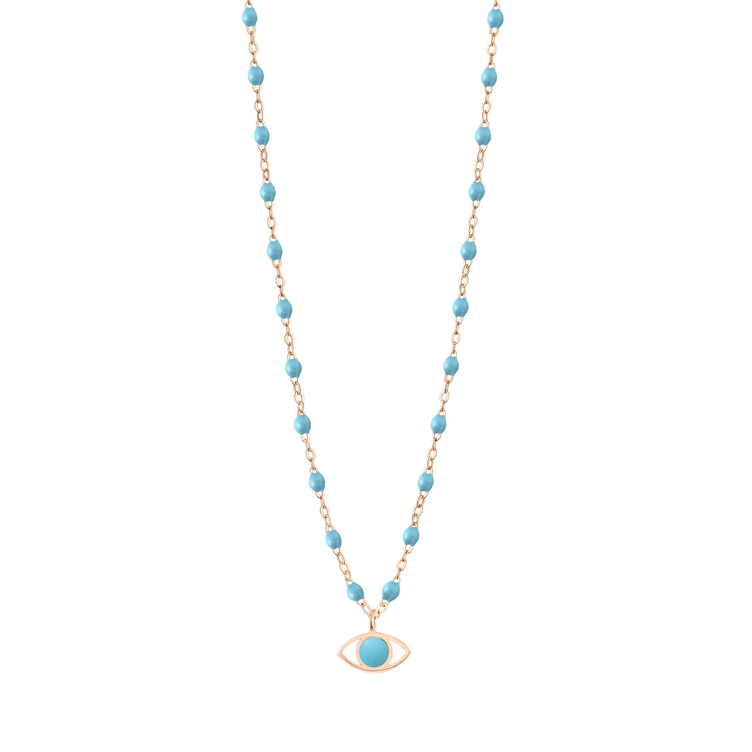 Gigi Clozeau - Classic Gigi Turquoise Eye Necklace, Rose Gold, 16.5"