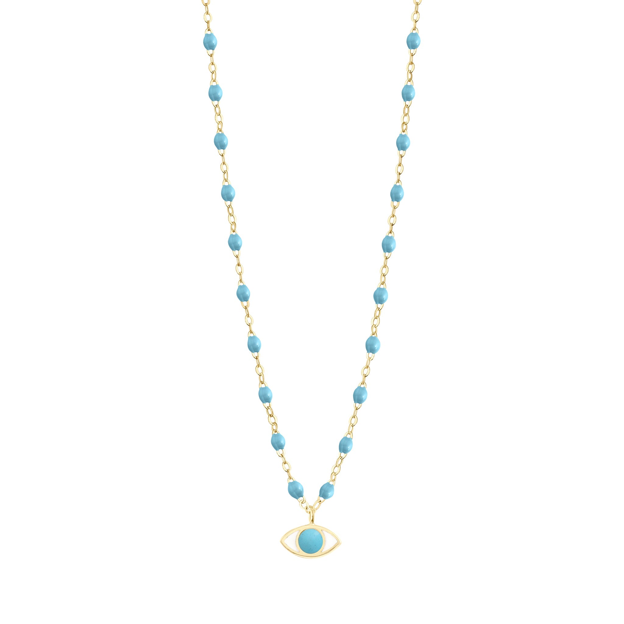 Gigi Clozeau - Classic Gigi Turquoise Eye Necklace, Yellow Gold, 16.5"