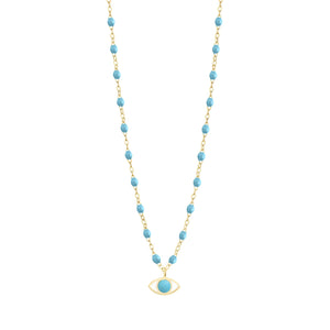 Gigi Clozeau - Classic Gigi Turquoise Eye Necklace, Yellow Gold, 16.5"