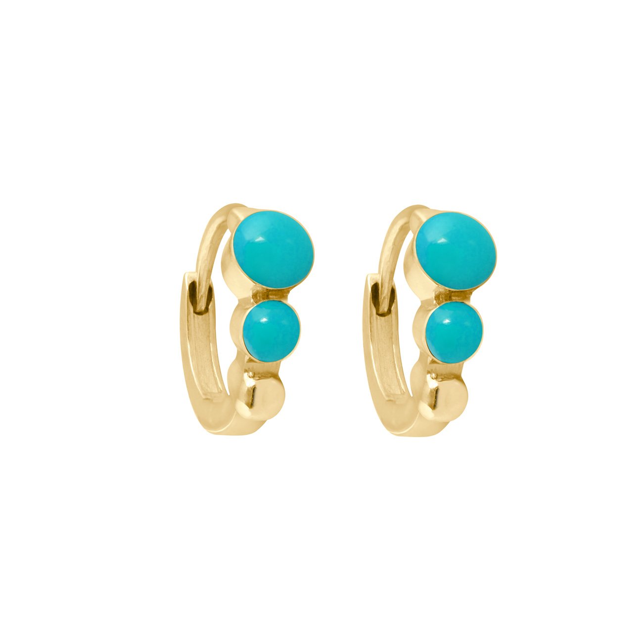 Gigi Clozeau - Classic Gigi Turquoise Green hoops, Yellow Gold