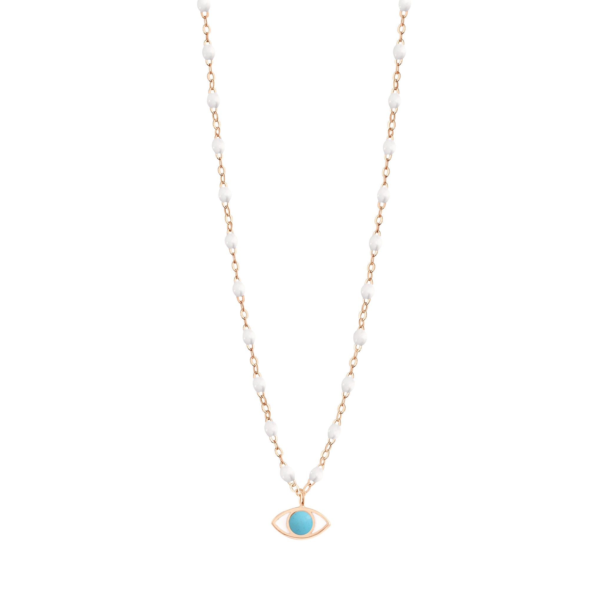 Gigi Clozeau - Classic Gigi White Eye Necklace, Rose Gold, 16.5"