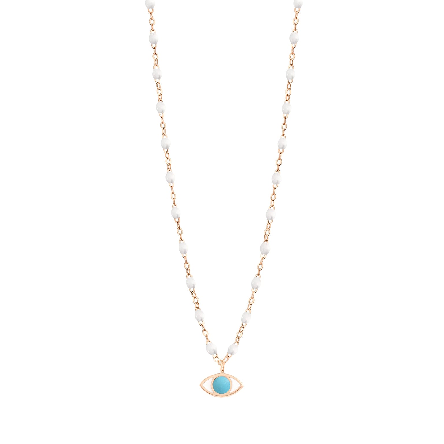 Gigi Clozeau - Classic Gigi White Eye Necklace, Rose Gold, 16.5"