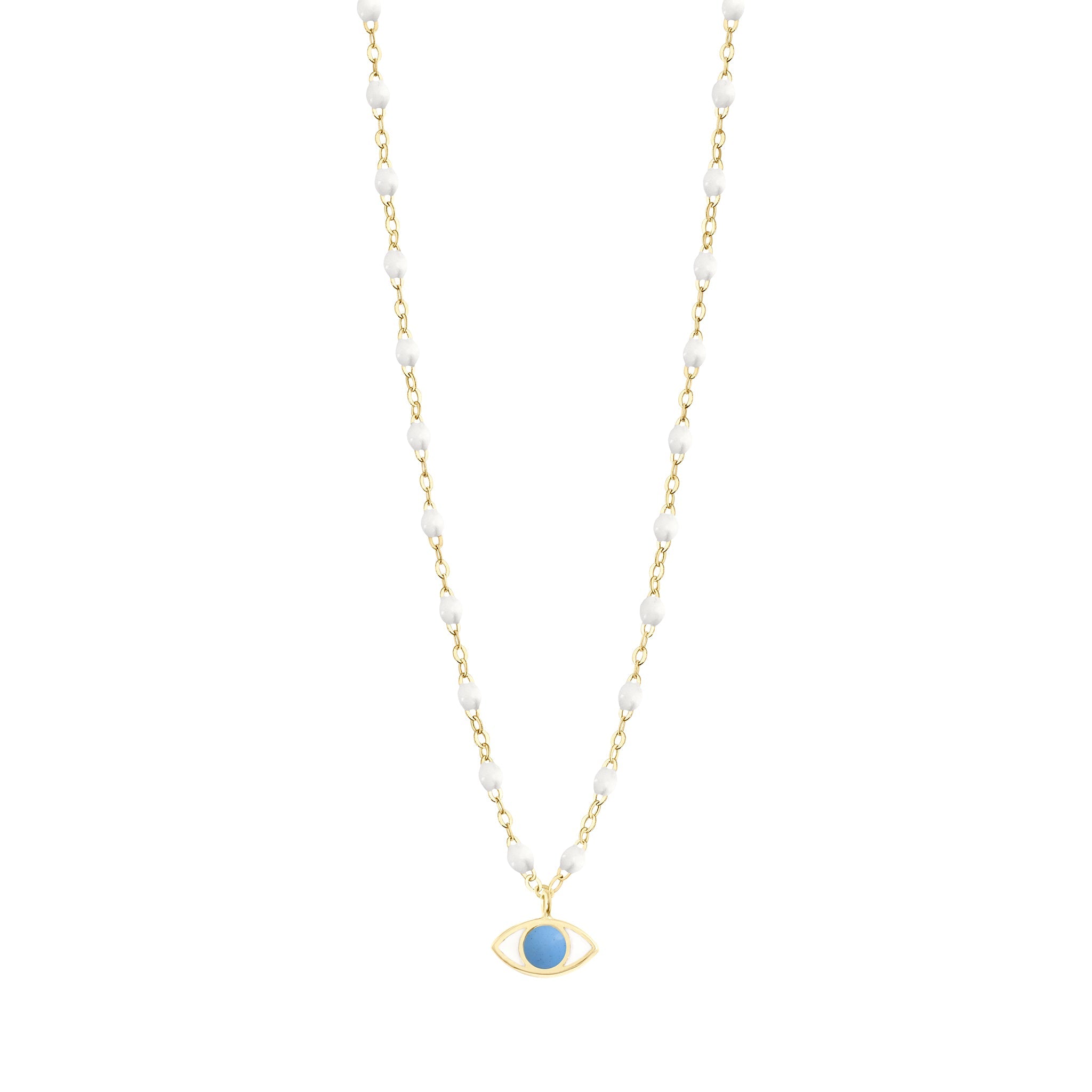 Gigi Clozeau - Classic Gigi White Eye Necklace, Yellow Gold, 16.5"