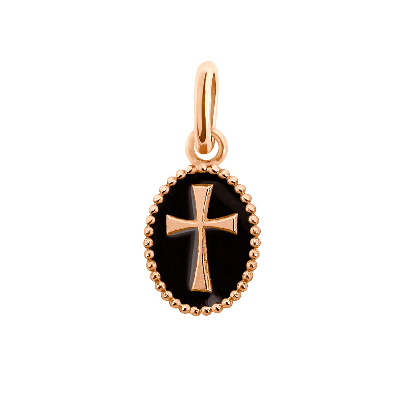 Gigi Clozeau - Cross Black Resin pendant, Rose Gold