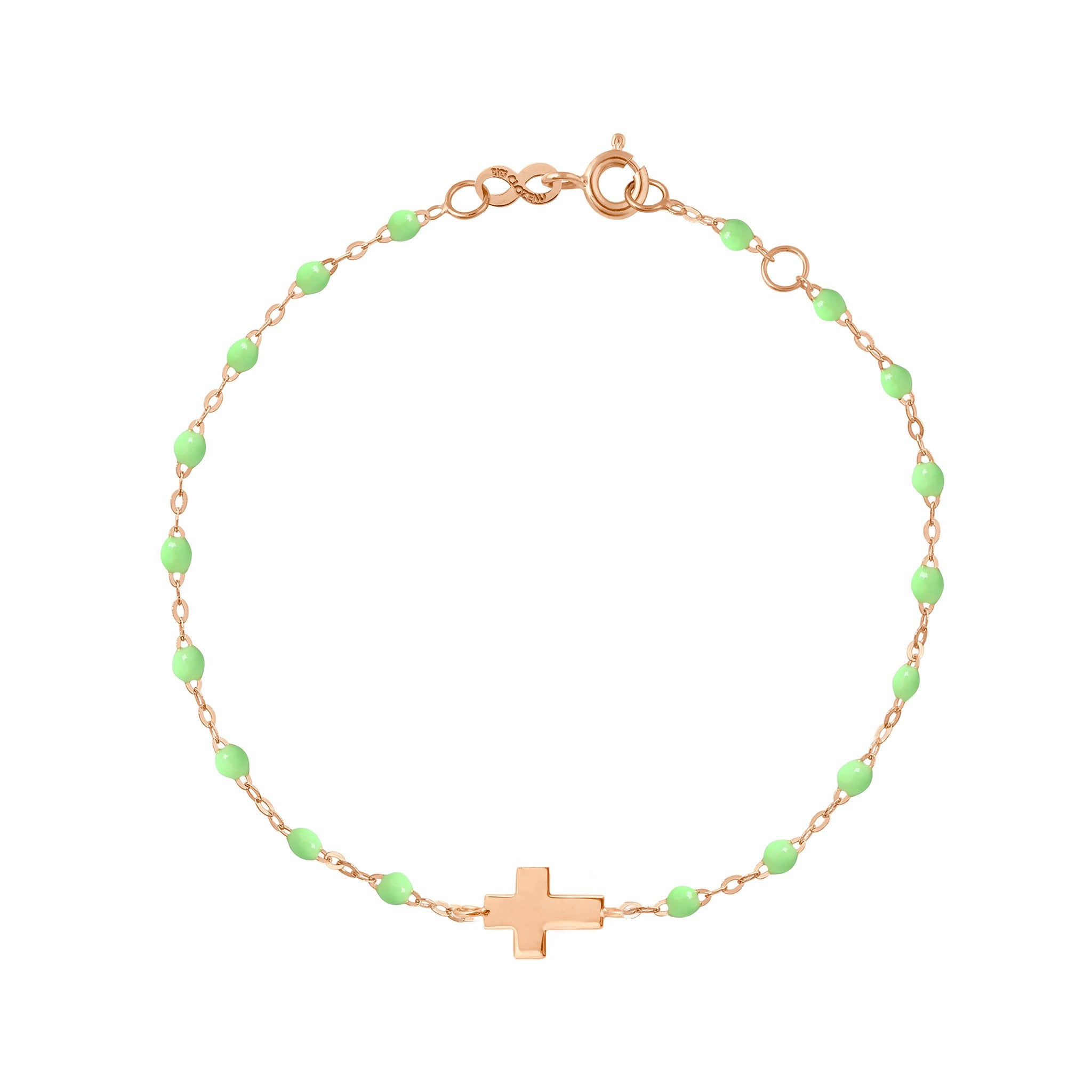 Gigi Clozeau - Cross Charm Classic Gigi Anis bracelet, Rose Gold, 6.7"