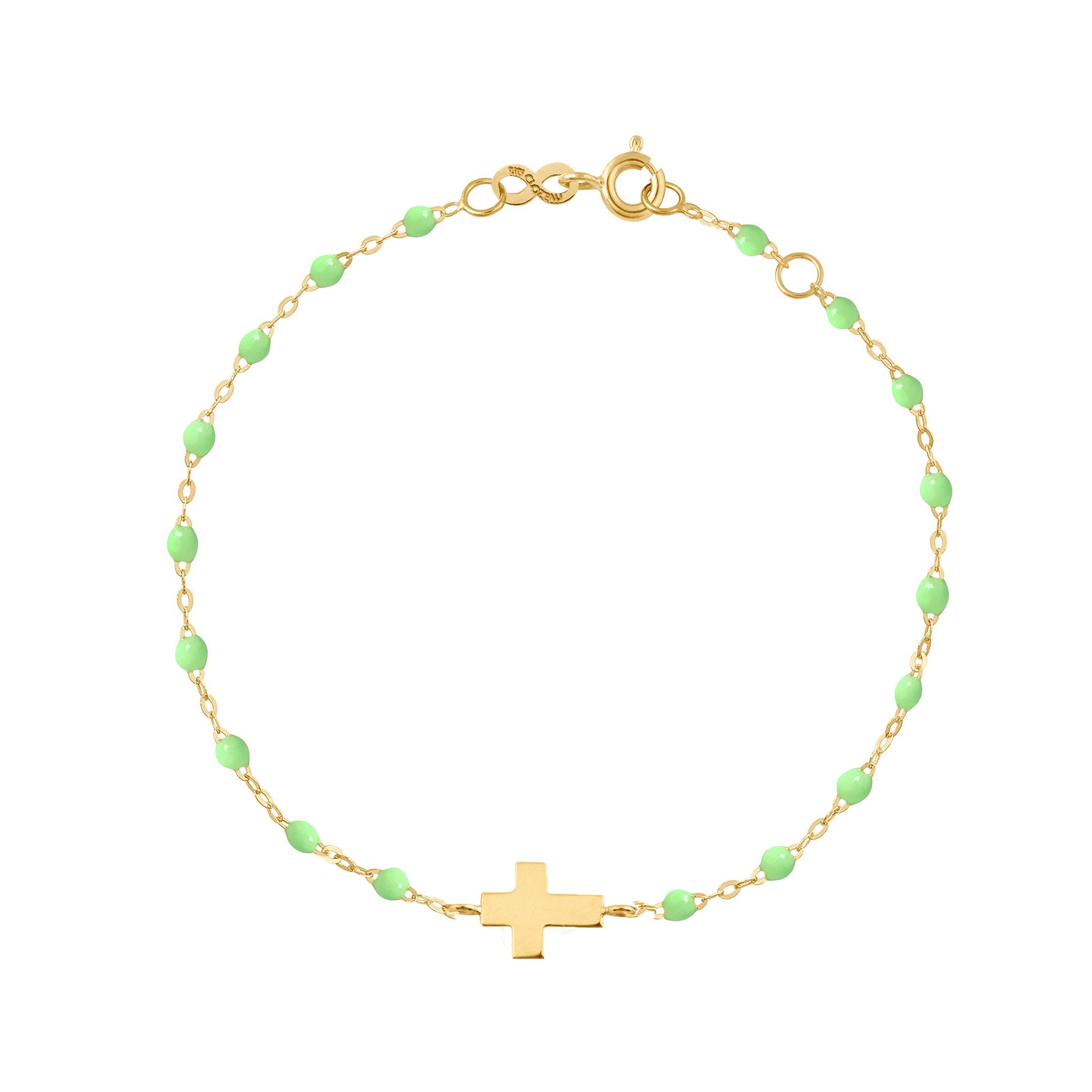 Gigi Clozeau - Cross Charm Classic Gigi Anis bracelet, Yellow Gold, 6.7"