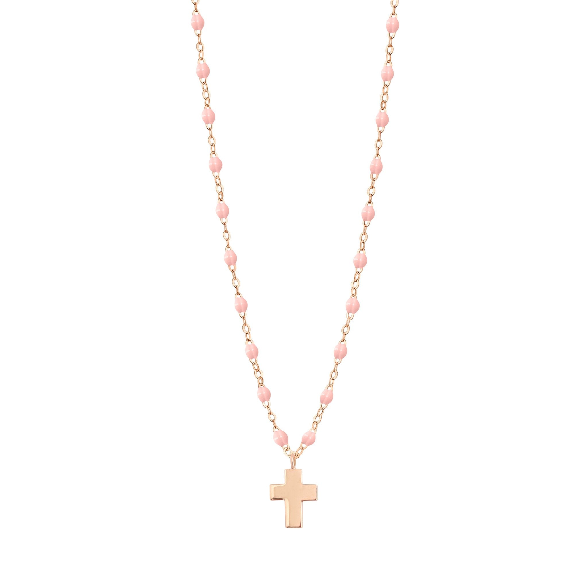 Gigi Clozeau - Cross Charm Classic Gigi Baby Pink necklace, Rose Gold, 16.5"