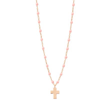 Gigi Clozeau - Cross Charm Classic Gigi Baby Pink necklace, Rose Gold, 16.5"