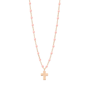 Gigi Clozeau - Cross Charm Classic Gigi Baby Pink necklace, Rose Gold, 16.5"
