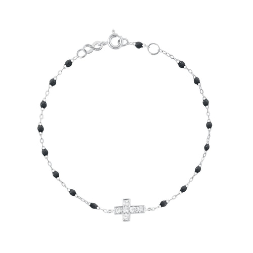 Gigi Clozeau - Cross Charm Classic Gigi Black diamond bracelet, White Gold, 6.7