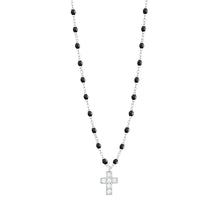 Gigi Clozeau - Cross Charm Classic Gigi Black diamond necklace, White Gold, 16.5"