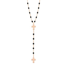 Gigi Clozeau - Cross Charm Classic Gigi Black rosary, Rose Gold, 16.5"