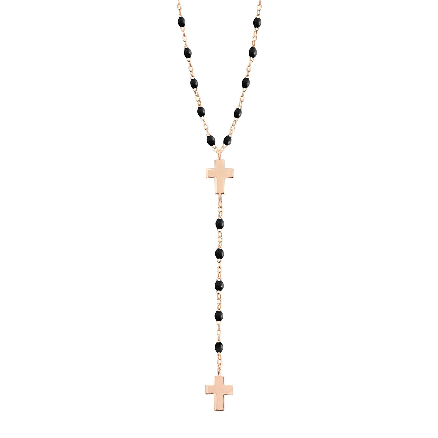 Cross Charm Classic Gigi Black rosary Rose Gold 16.5 Gigi Clozeau Jewelry