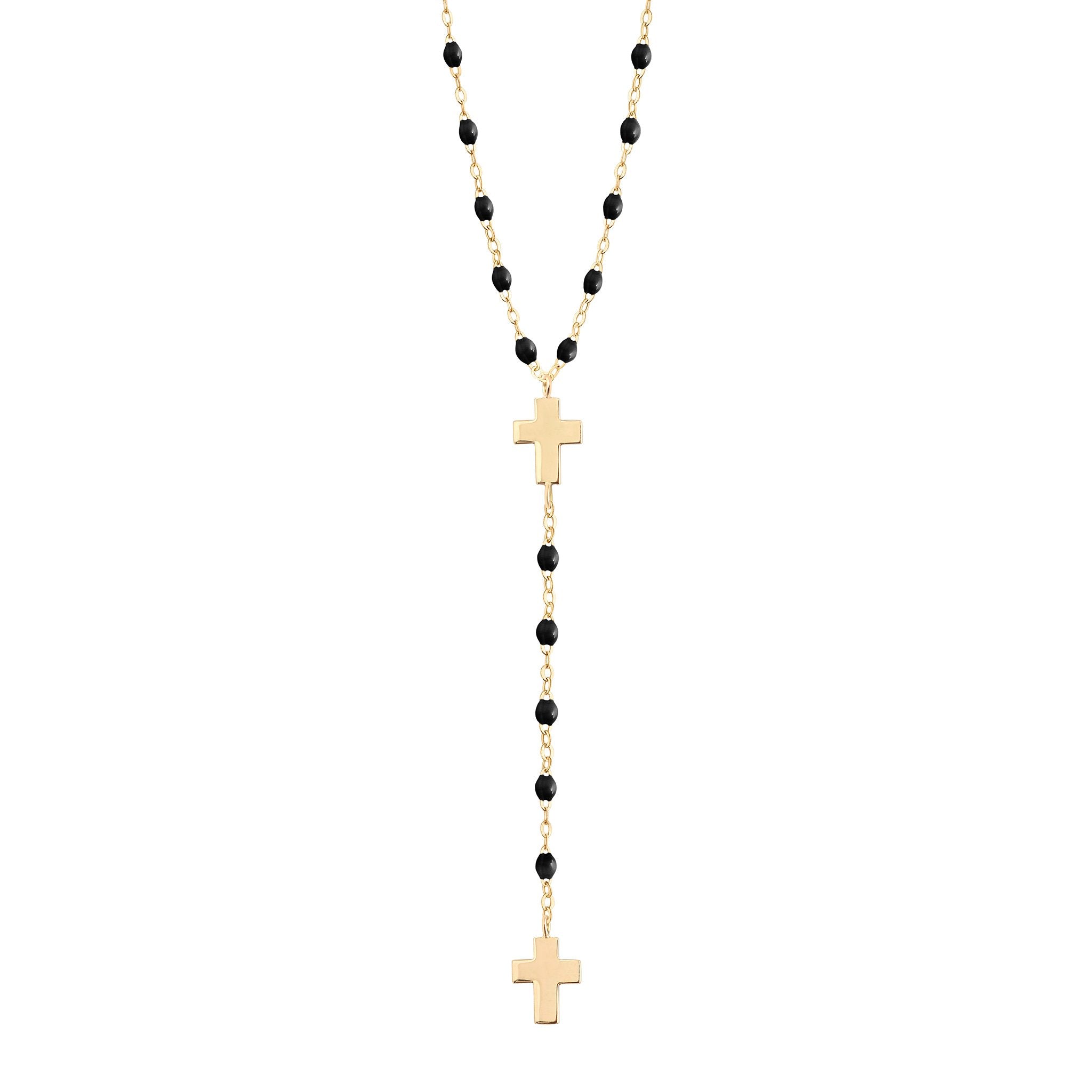 Black and gold rosary necklace deals