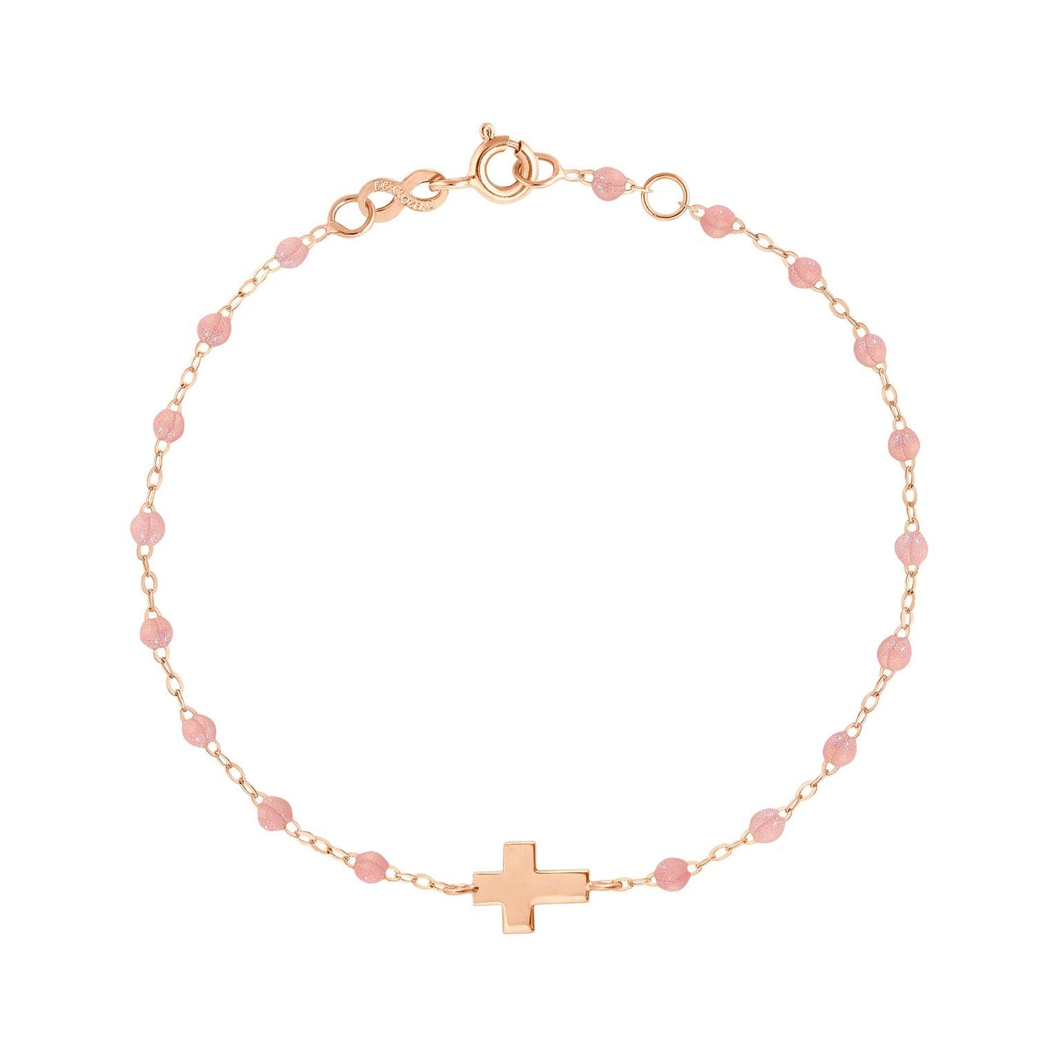 Cross Charm Classic Gigi Pink bracelet, Rose Gold, 6.7
