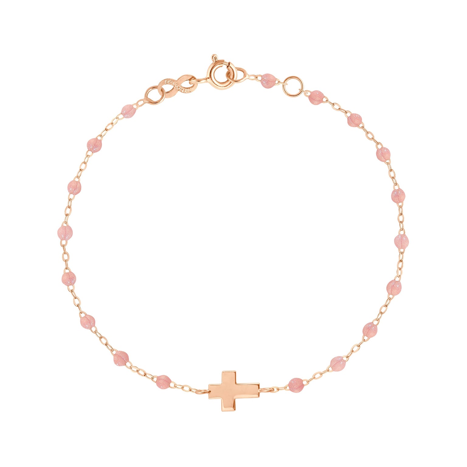 Gigi Clozeau - Cross Charm Classic Gigi Blush bracelet, Rose Gold, 6.7"