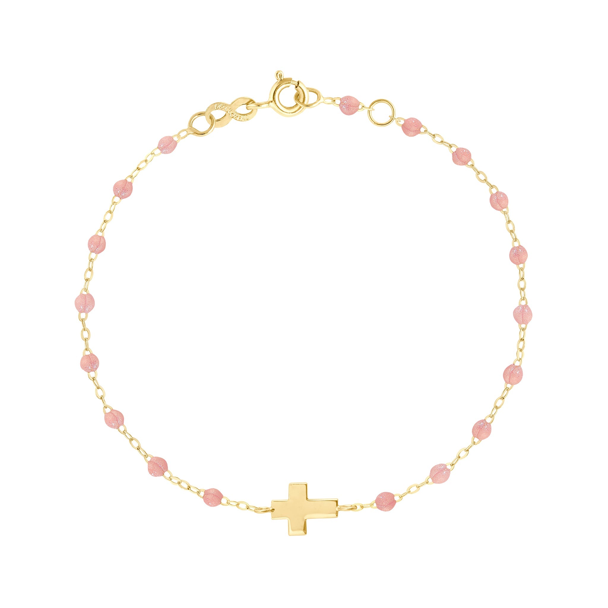 Gigi Clozeau - Cross Charm Classic Gigi Blush bracelet, Yellow Gold, 6.7"