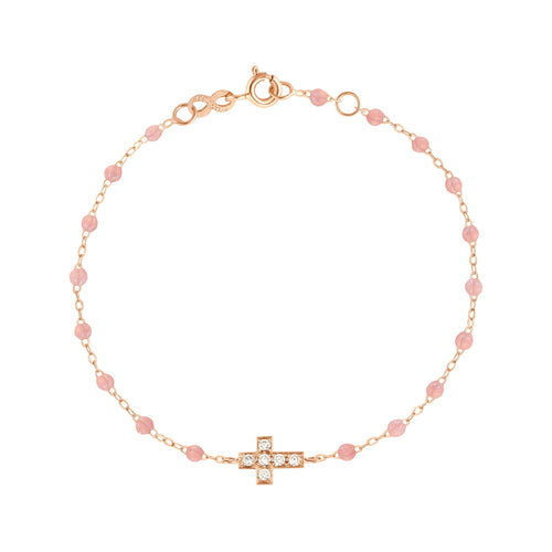 Gigi Clozeau - Cross Charm Classic Gigi Blush diamond bracelet, Rose Gold, 6.7