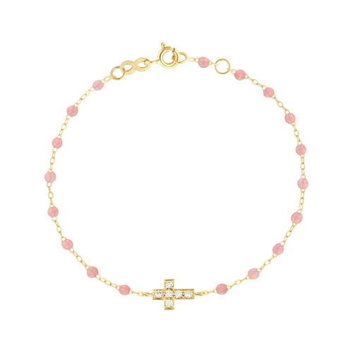 Gigi Clozeau - Cross Charm Classic Gigi Blush diamond bracelet, Yellow Gold, 6.7