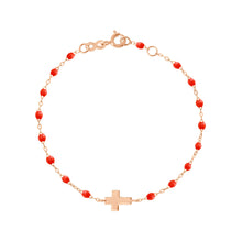 Gigi Clozeau - Cross Charm Classic Gigi Coral bracelet, Rose Gold, 6.7"