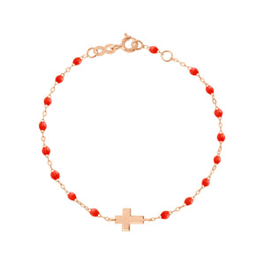 Gigi Clozeau - Cross Charm Classic Gigi Coral bracelet, Rose Gold, 6.7"