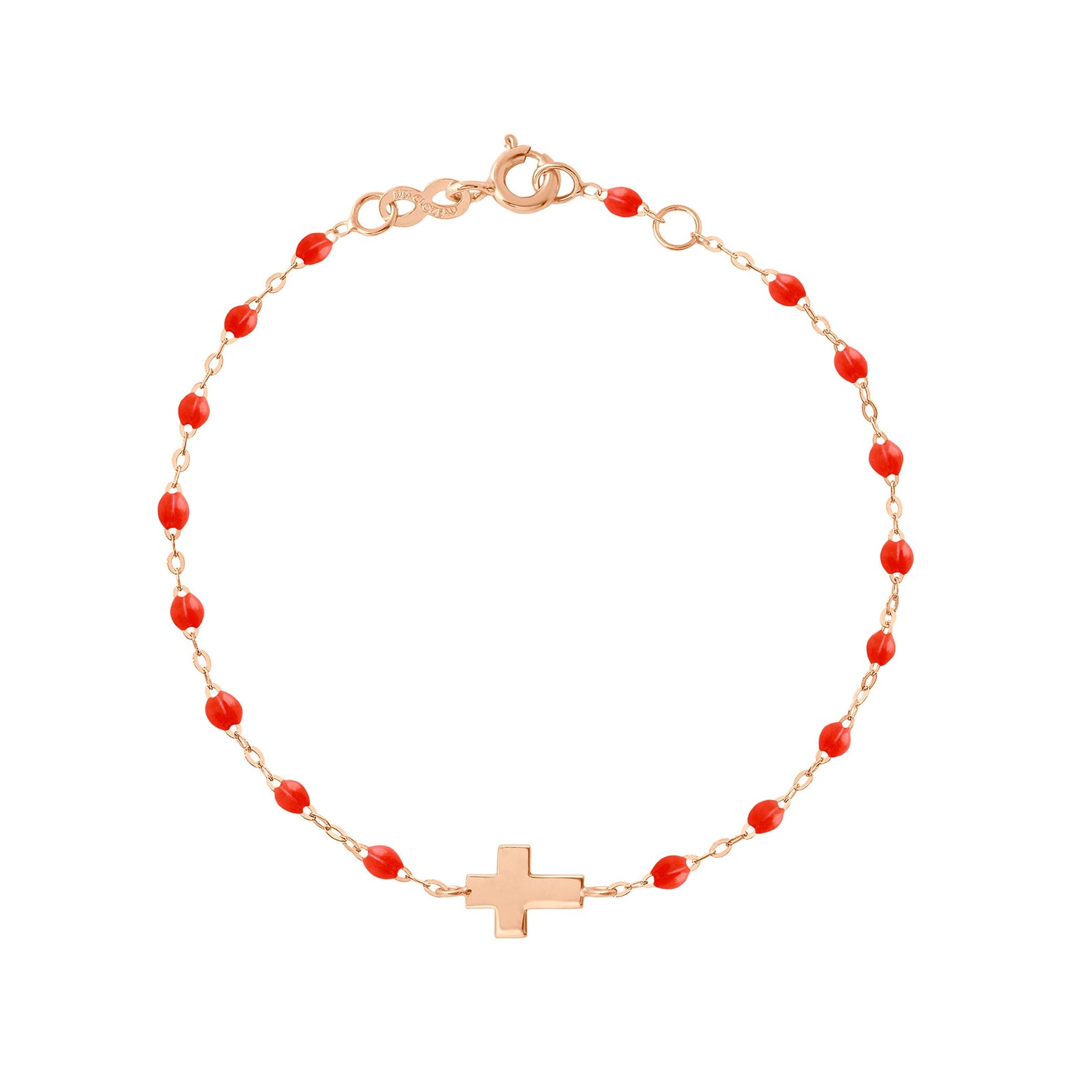 Gigi Clozeau - Cross Charm Classic Gigi Coral bracelet, Rose Gold, 6.7"