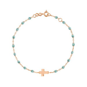 Gigi Clozeau - Cross Charm Classic Gigi Iceberg bracelet, Rose Gold, 6.7"