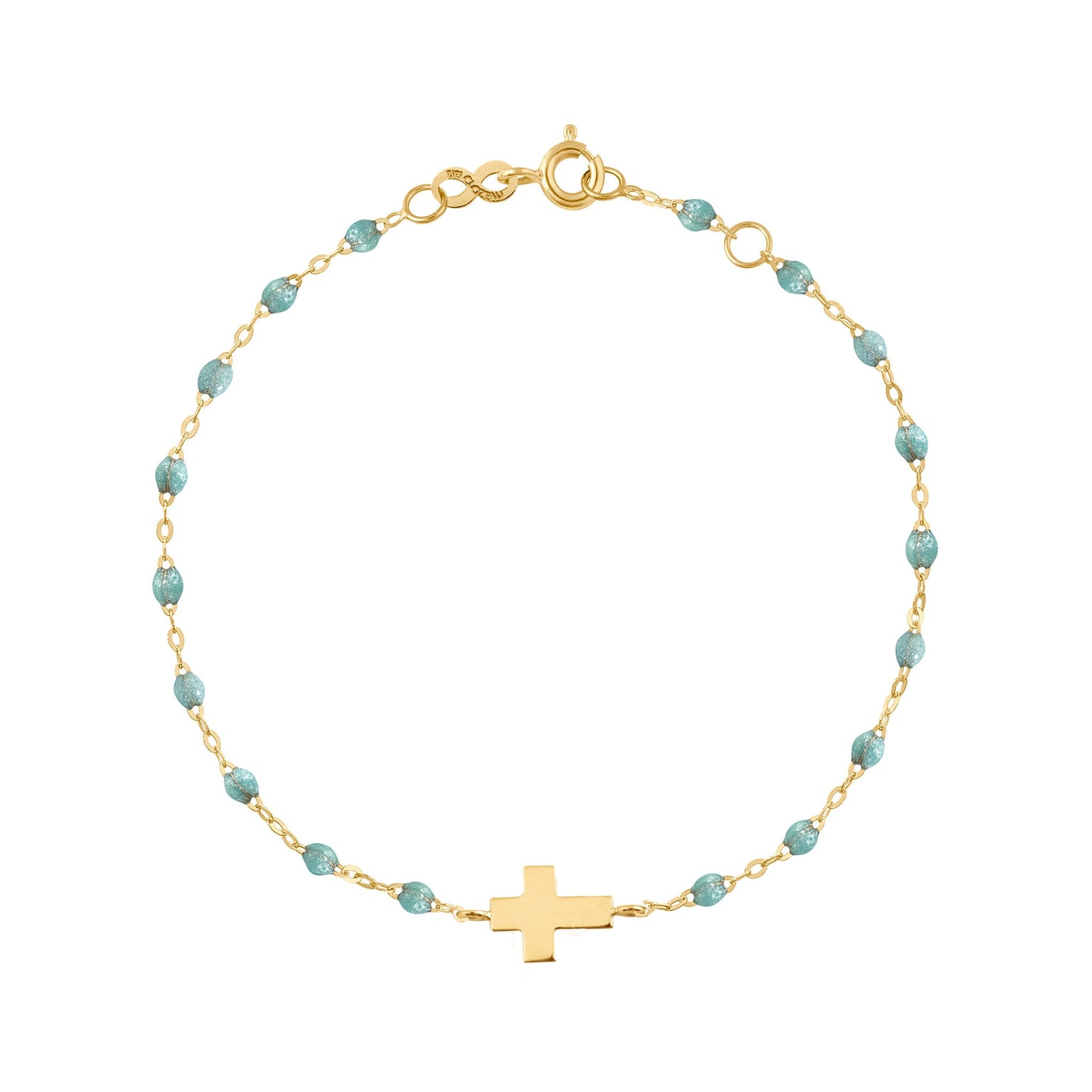 Gigi Clozeau - Cross Charm Classic Gigi Iceberg bracelet, Yellow Gold, 6.7"