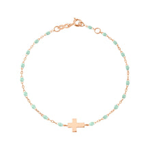 Gigi Clozeau - Cross Charm Classic Gigi Jade bracelet, Rose Gold, 6.7"