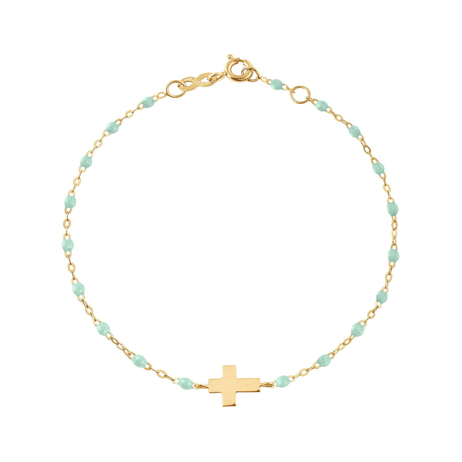 Gigi Clozeau - Cross Charm Classic Gigi Jade bracelet, Yellow Gold, 6.7