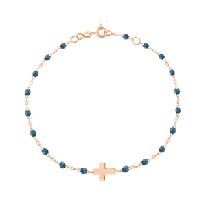 Gigi Clozeau - Cross Charm Classic Gigi Jeans bracelet, Rose Gold, 6.7"